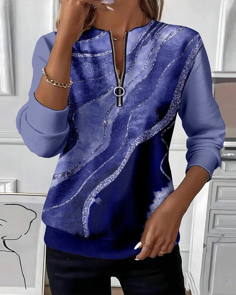 Bella | Half-Zip Sweatshirt with Vintage Print