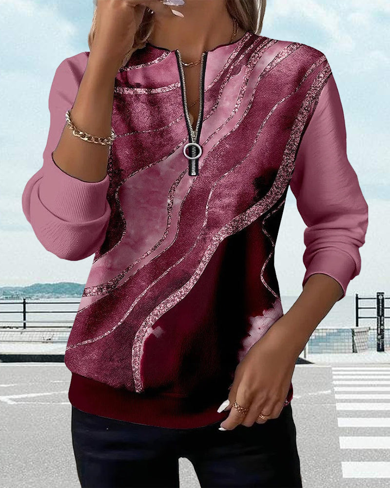 Bella | Half-Zip Sweatshirt with Vintage Print