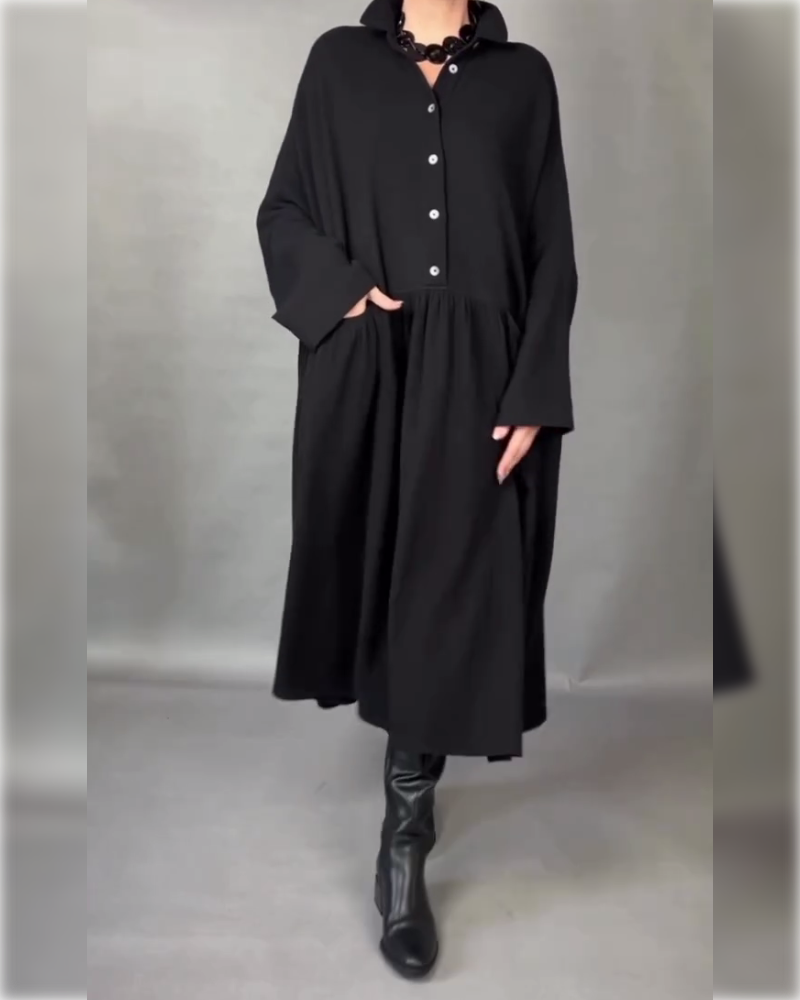 Daisy | Oversized A-Line Dress with Button Collar