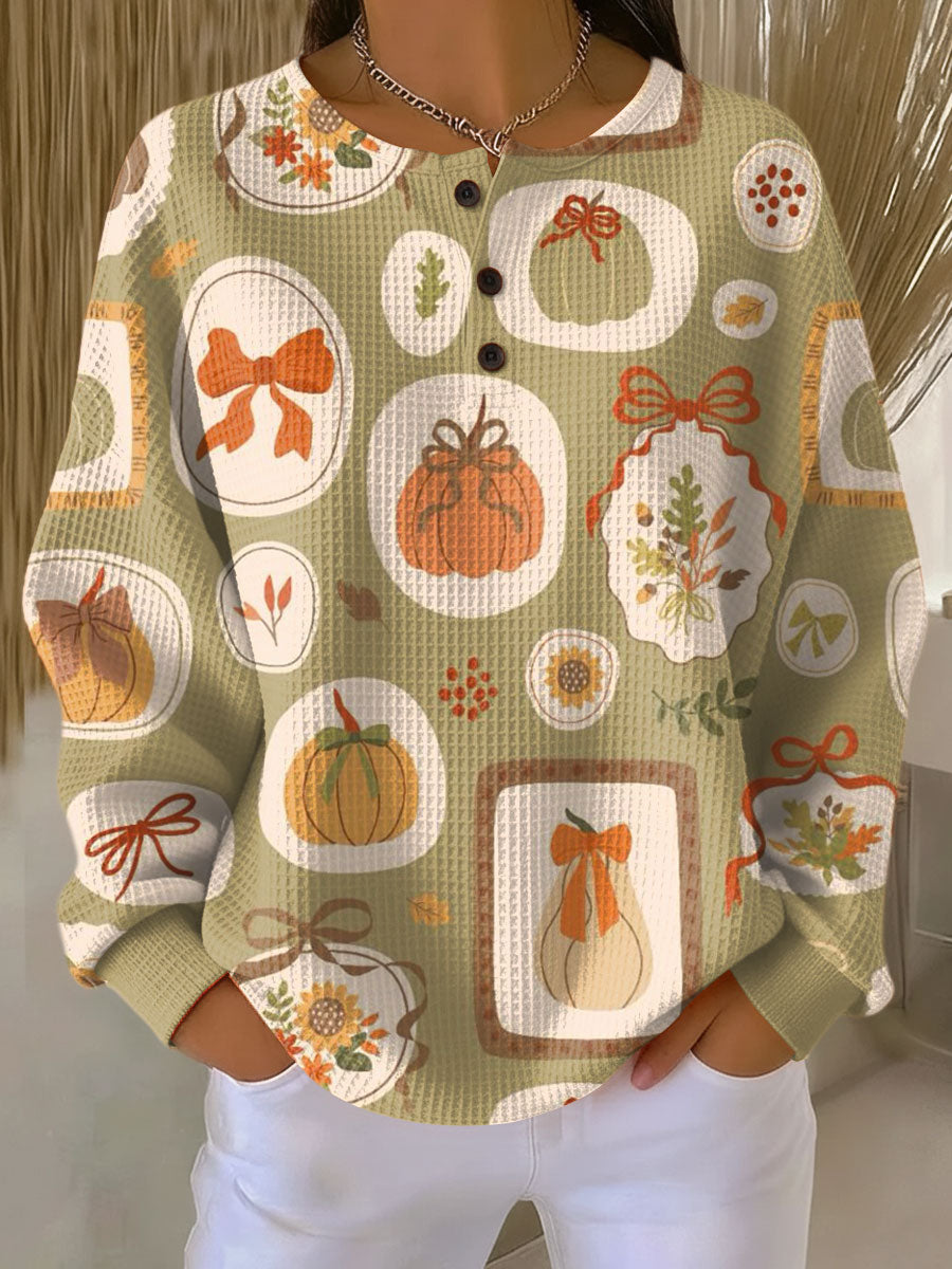 Vicki | Autumn Sweater with Bows and Pumpkins