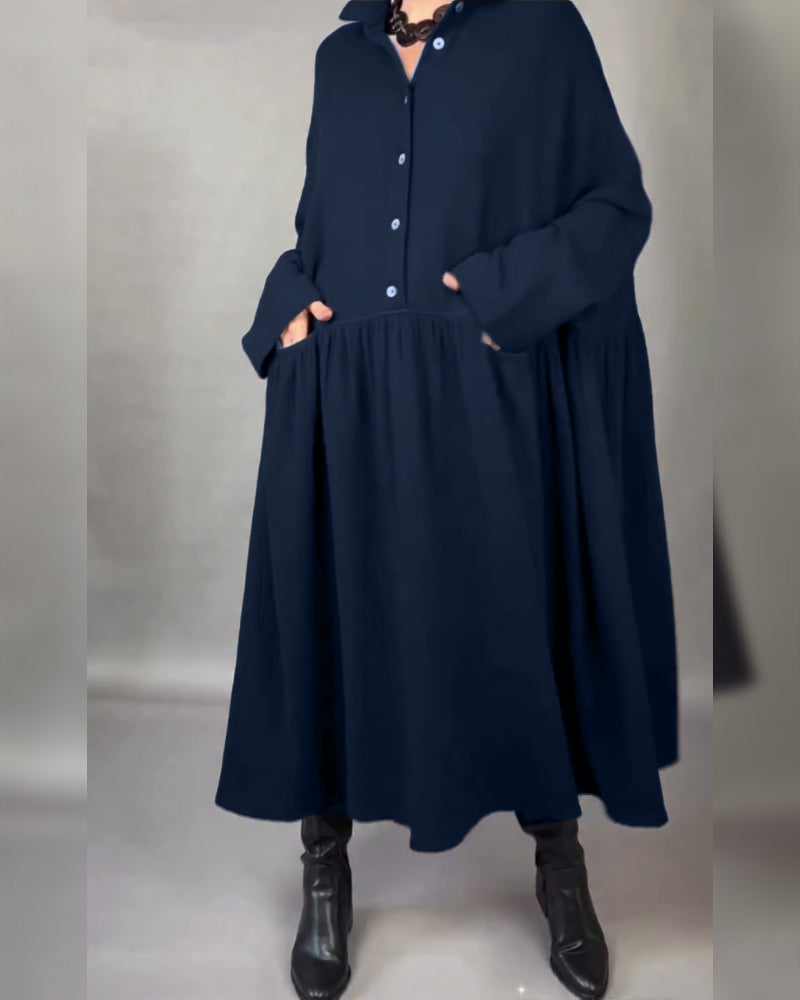 Daisy | Oversized A-Line Dress with Button Collar