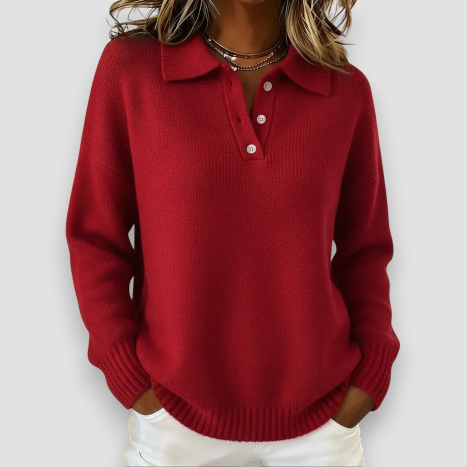 Nova | Soft Knit Polo Sweater