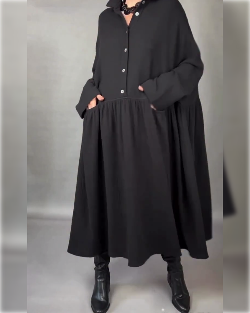 Daisy | Oversized A-Line Dress with Button Collar