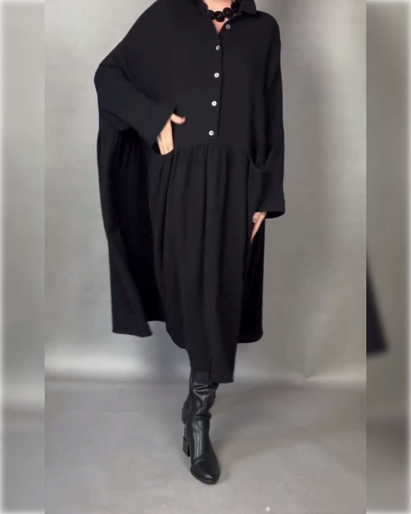 Daisy | Oversized A-Line Dress with Button Collar