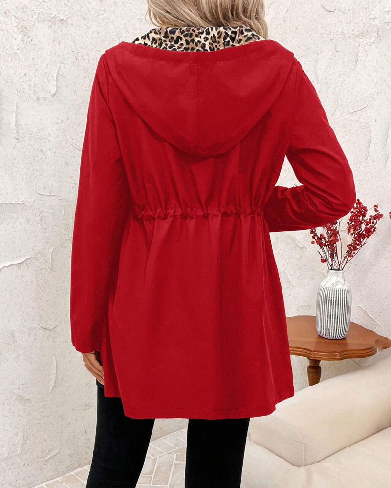 Carla | Reversible Hooded Coat with Leopard Print