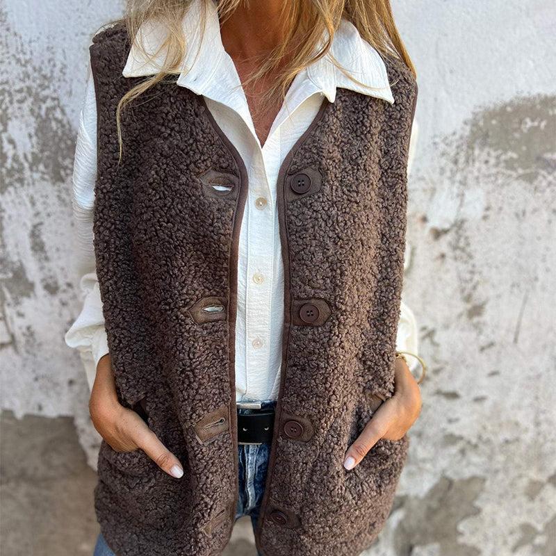 Stella | Women's Autumn Button-down Short Warm Vest