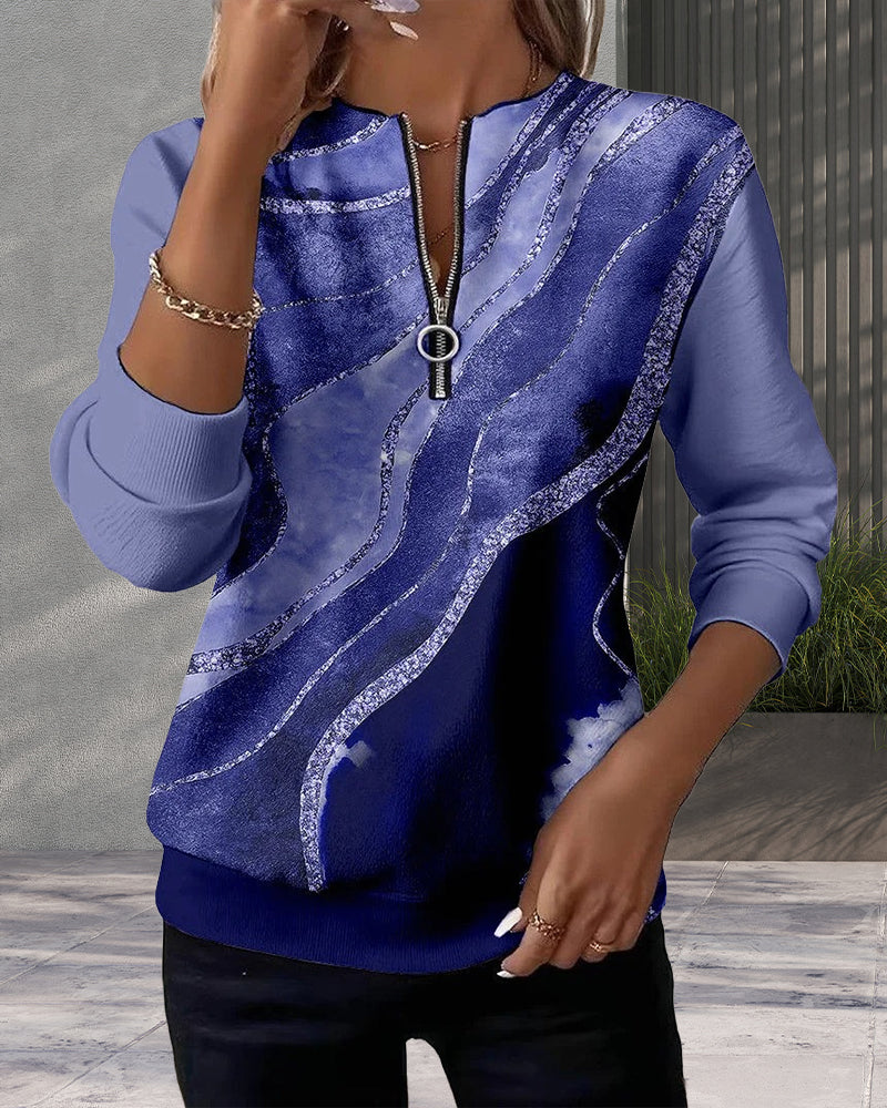 Bella | Half-Zip Sweatshirt with Vintage Print