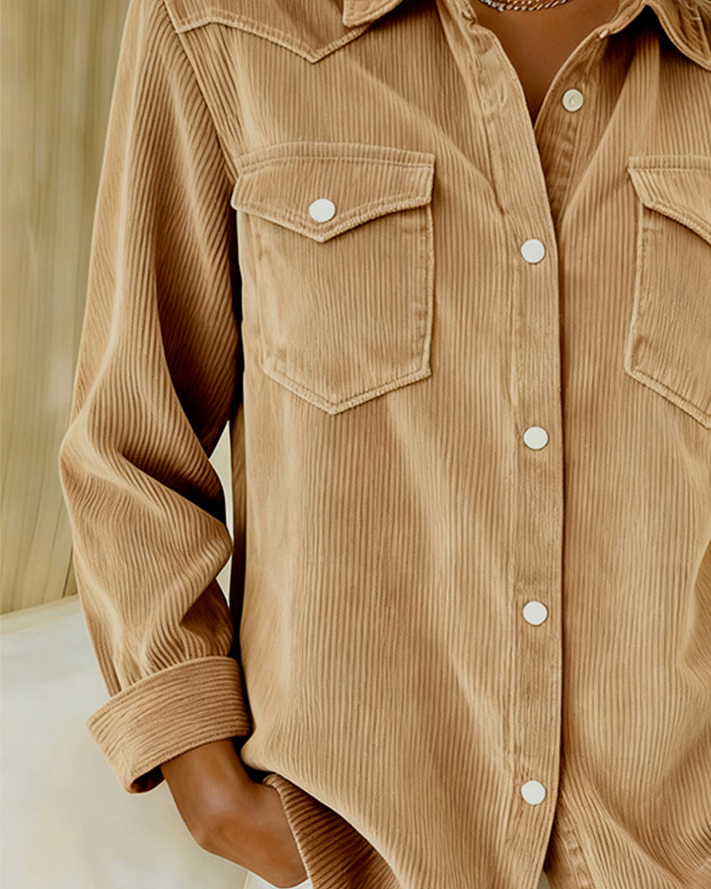 Laluna® | Long-Sleeve Shirt with Lapel and Button Placket