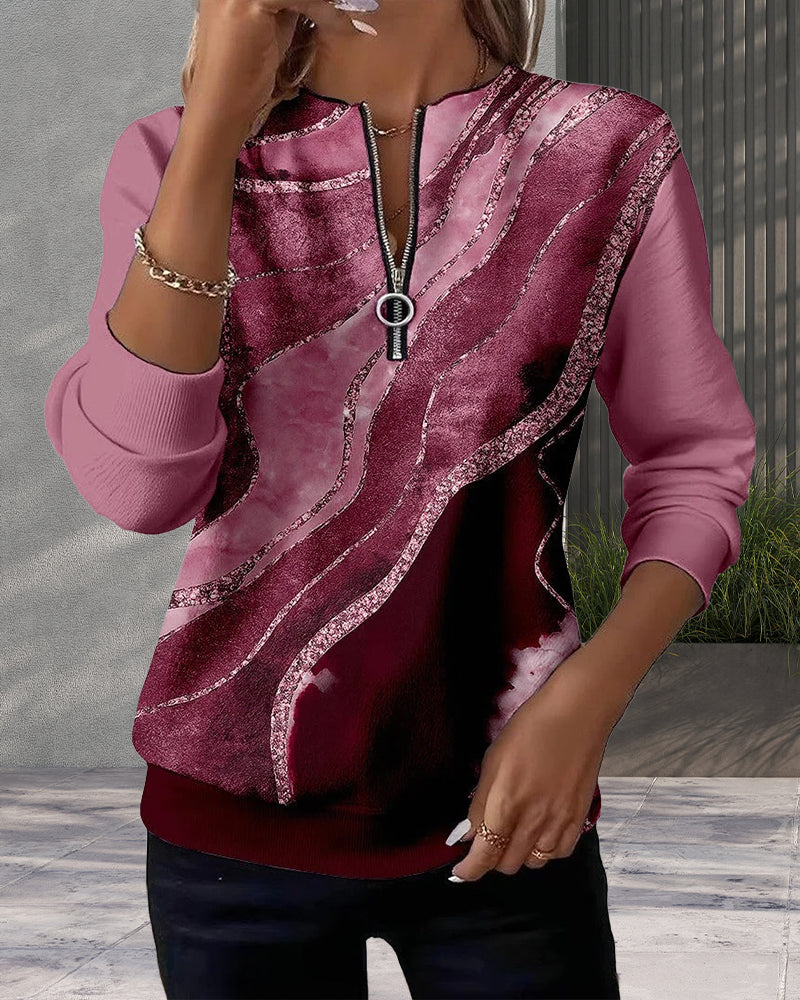 Bella | Half-Zip Sweatshirt with Vintage Print