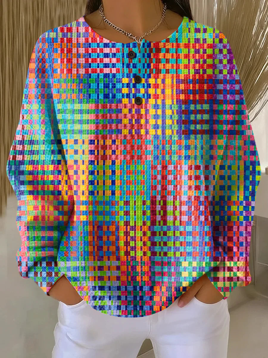 Lyn | Sweater with Colorful Checkered Design