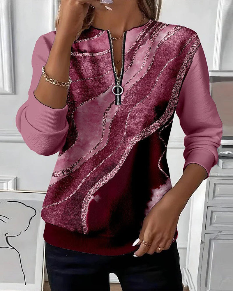 Bella | Half-Zip Sweatshirt with Vintage Print