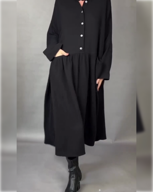 Daisy | Oversized A-Line Dress with Button Collar