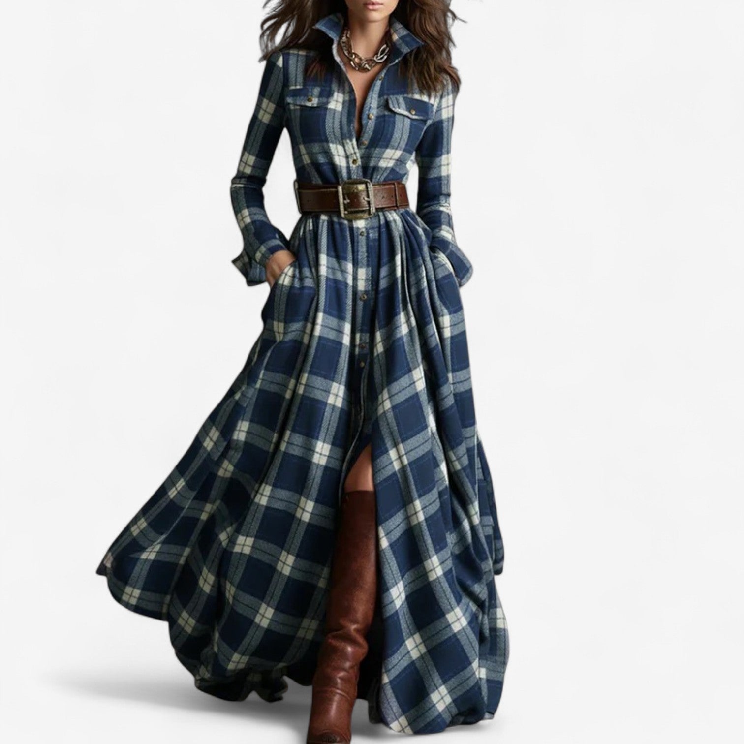 Barbara | Timeless Checkered Maxi Dress