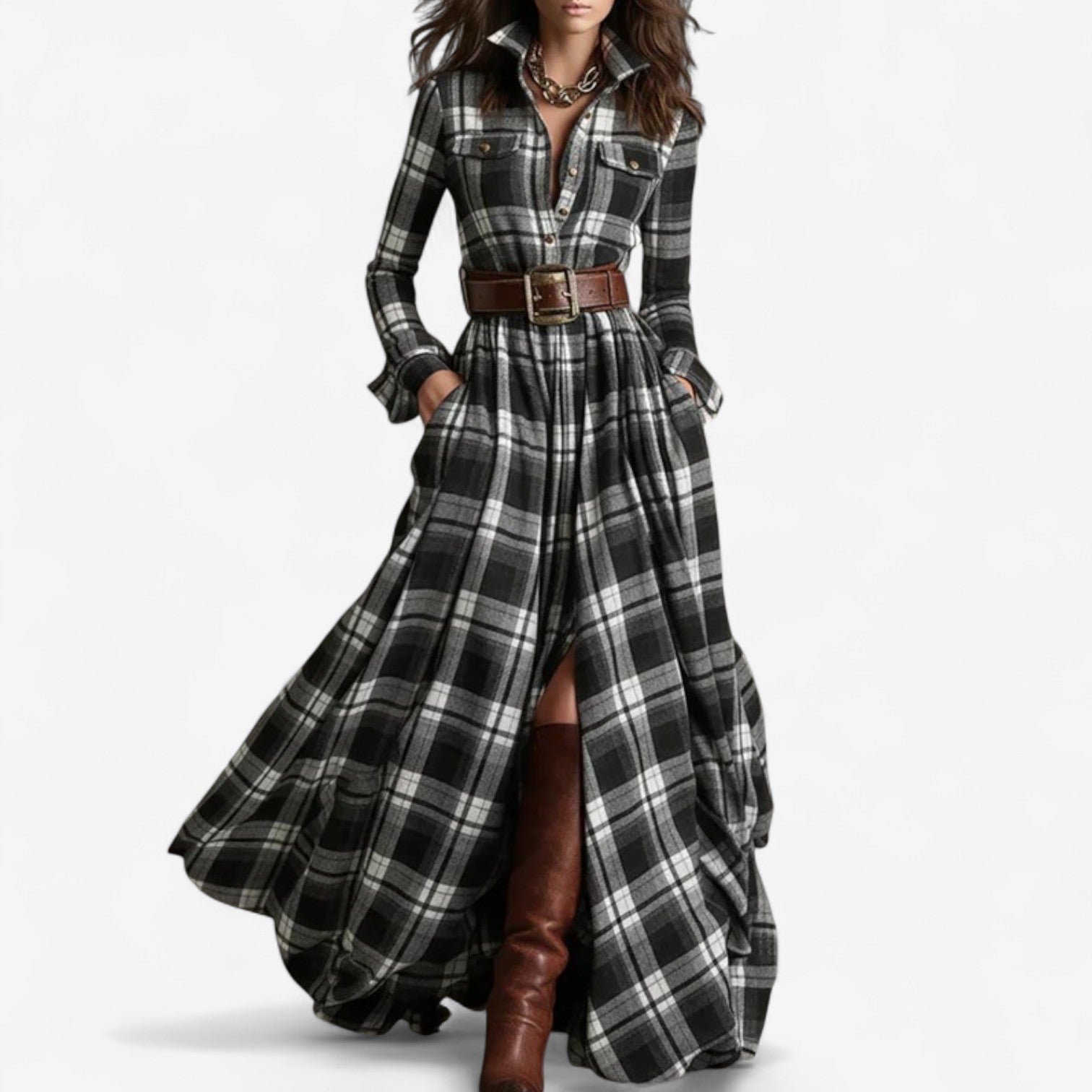 Barbara | Timeless Checkered Maxi Dress