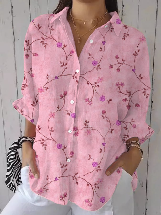 Colette | Blue Garden Embroidery Shirt