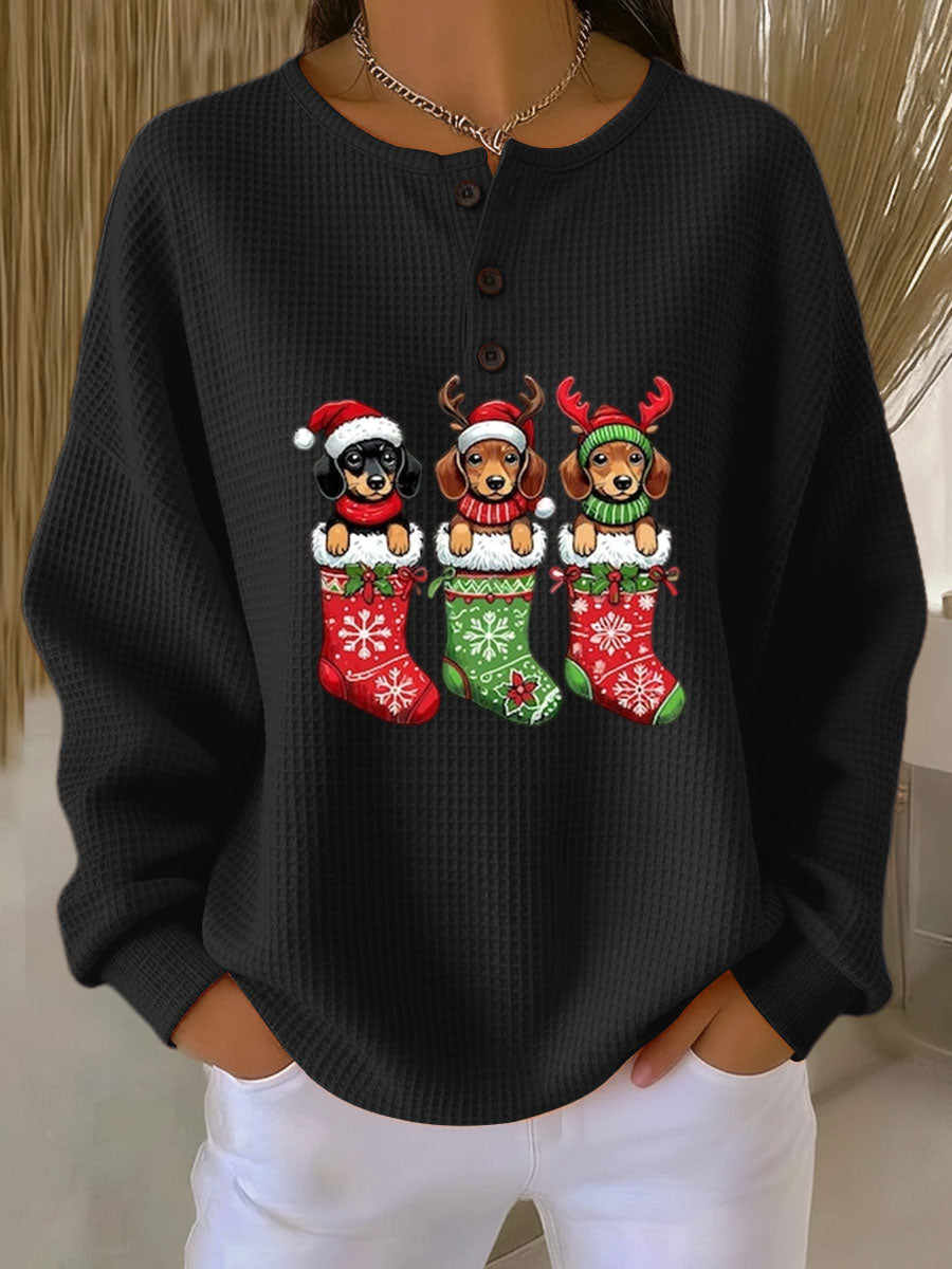 Selena | Vintage Christmas Sweater with Dog Motif