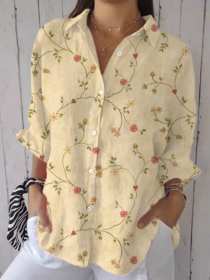 Colette | Blue Garden Embroidery Shirt