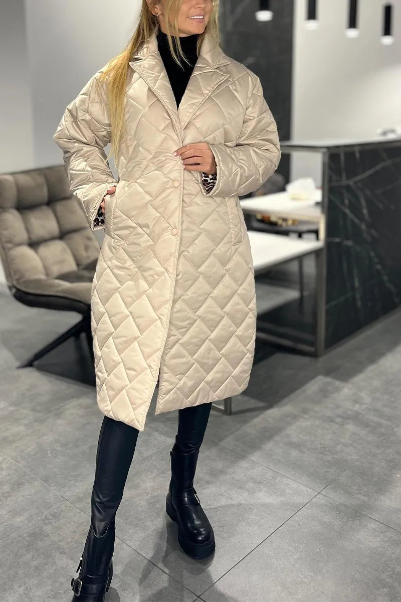 Stella | Quilted Coat with Leopard Lining
