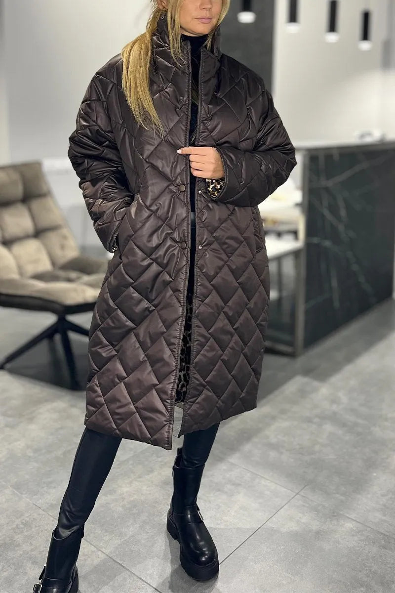 Stella | Quilted Coat with Leopard Lining